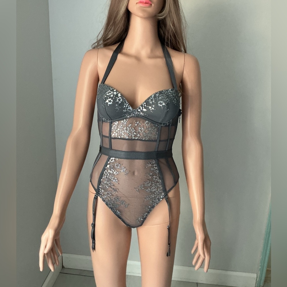 Victoria's Secret Charcoal Lace Bodysuit r